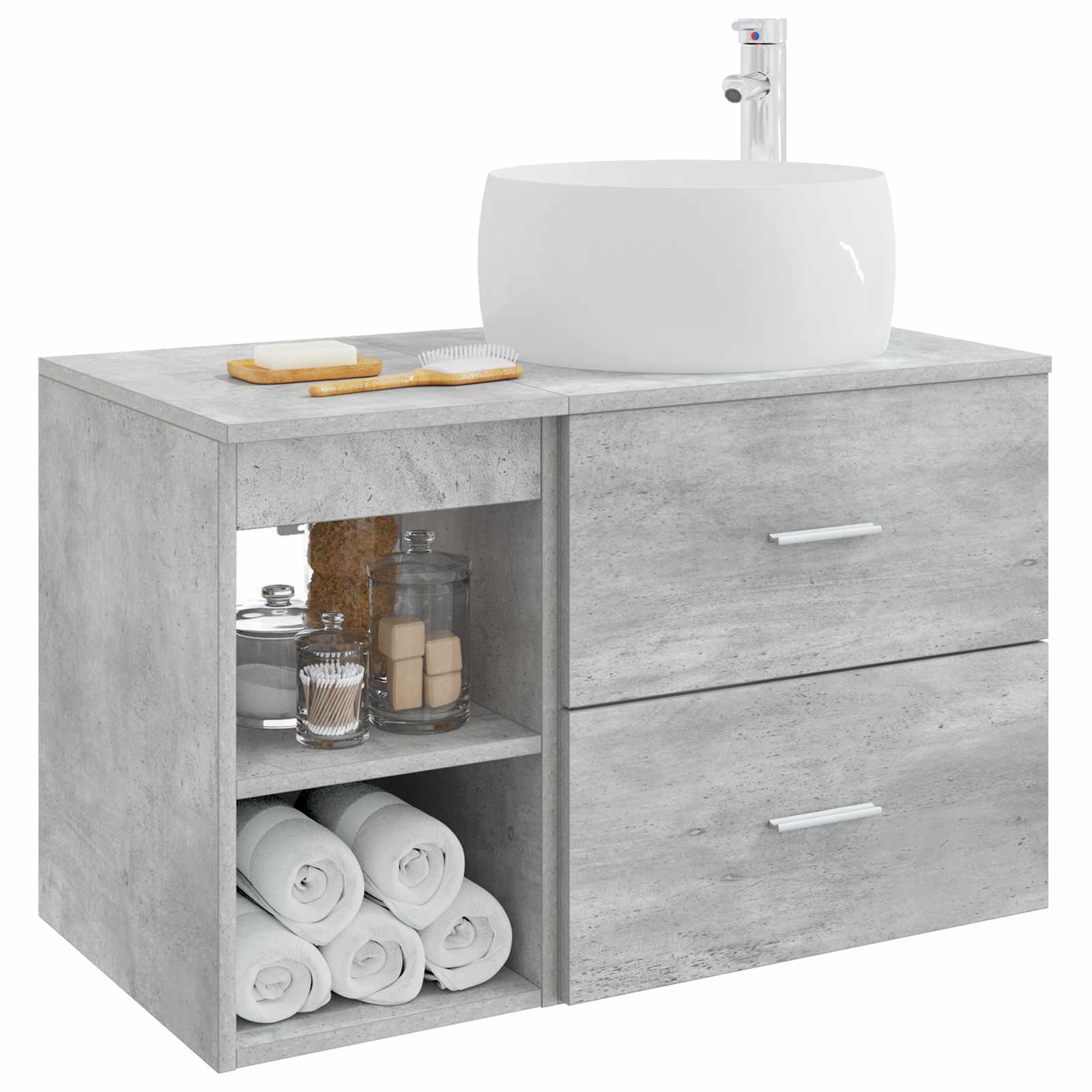 Ensemble de mobilier de salle de bain 2 pc Gris béton - XIOS