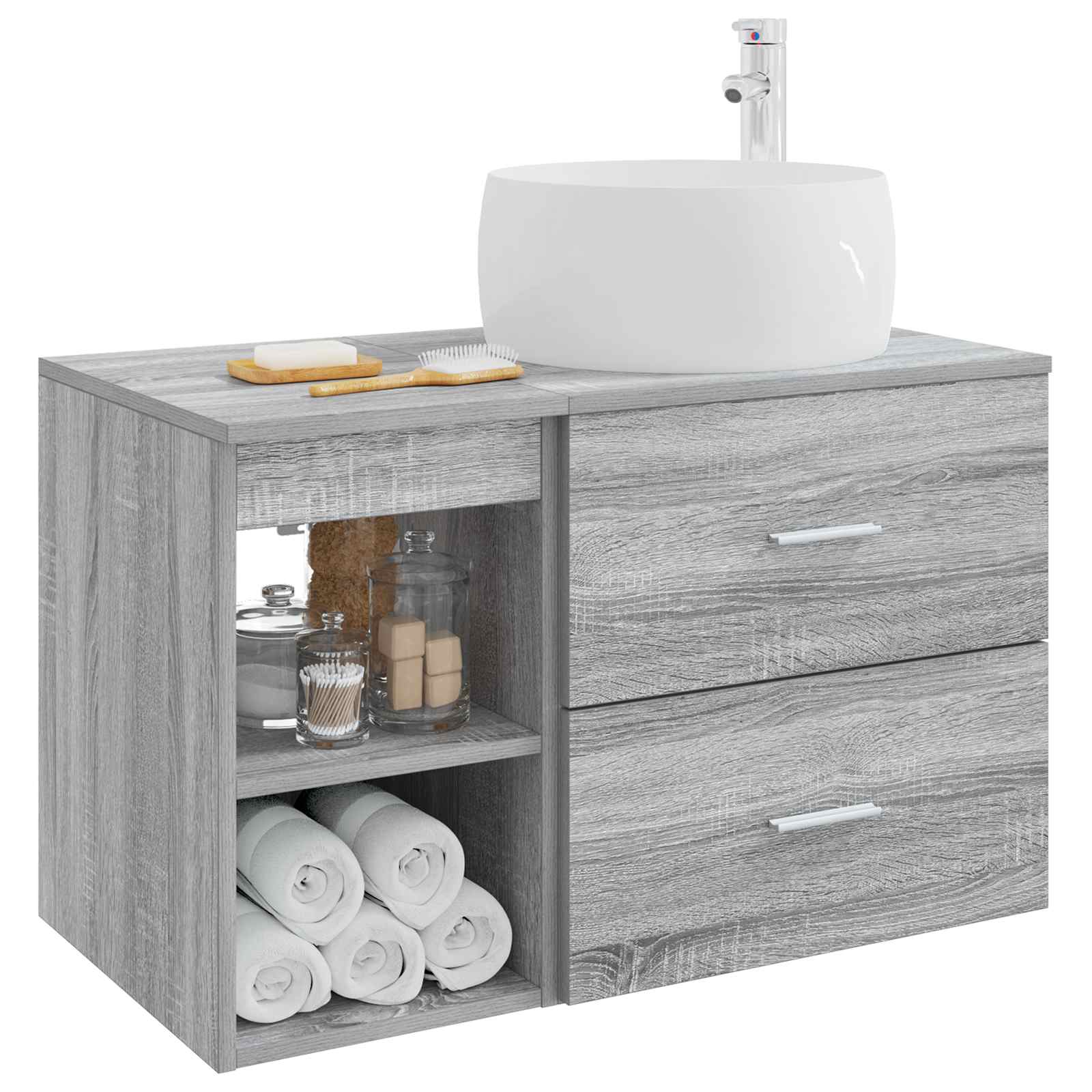 Ensemble de mobilier de salle de bain 2 pc Sonoma gris