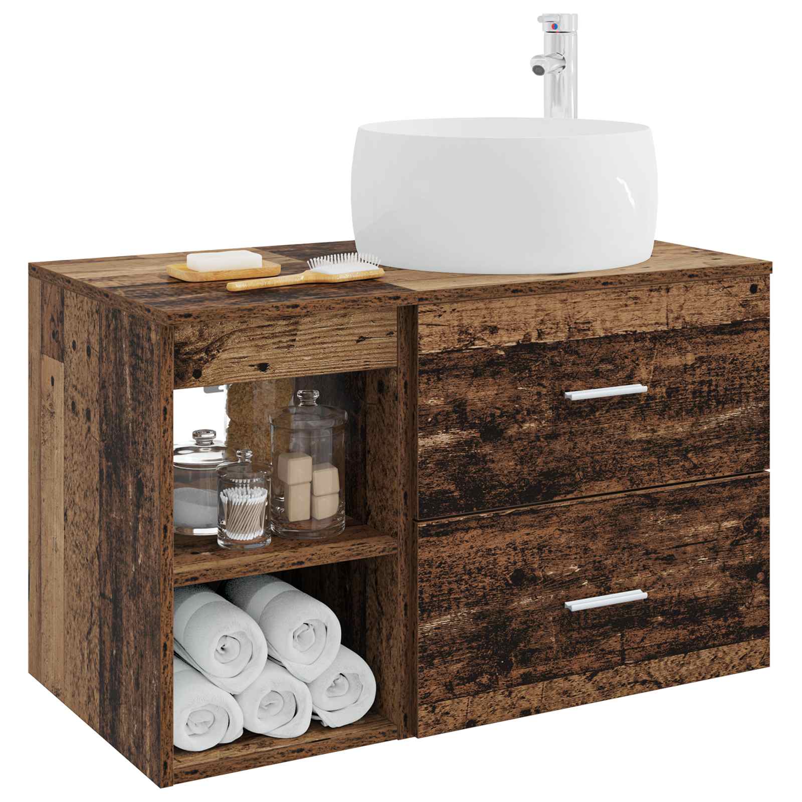 Ensemble de mobilier de salle de bain 2 pc Bois ancien
