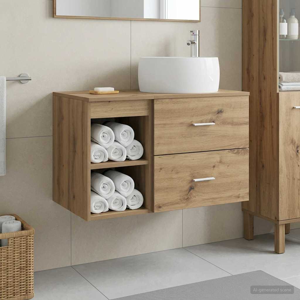 Ensemble de mobilier de salle de bain 2 pc Chêne artisanal