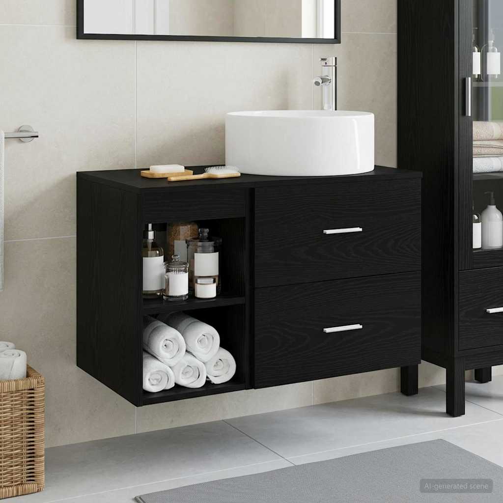 Ensemble de mobilier de salle de bain 2 pc Chêne noir