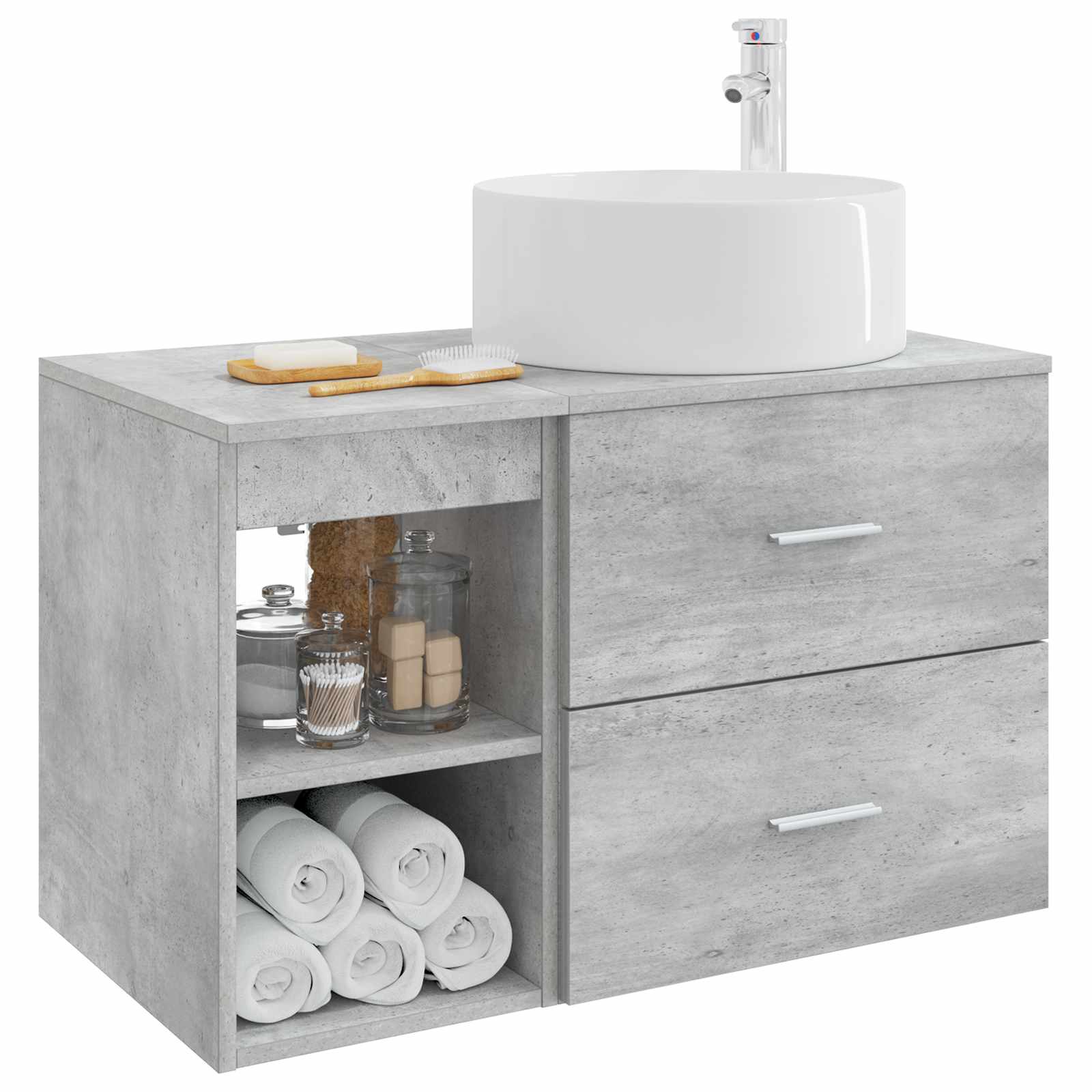 Ensemble de mobilier de salle de bain 2 pc Gris béton - XIOS