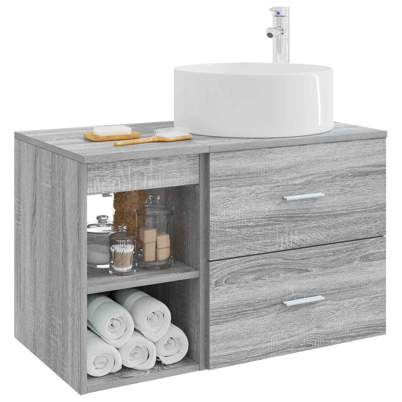 Ensemble de mobilier de salle de bain 2 pc Sonoma gris