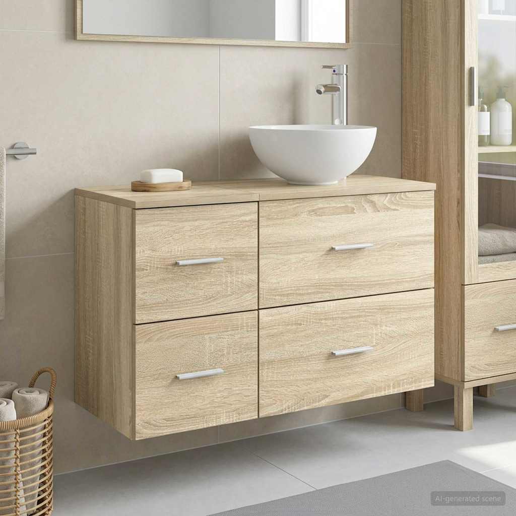 Ensemble de mobilier de salle de bain 2 pc Chêne Sonoma