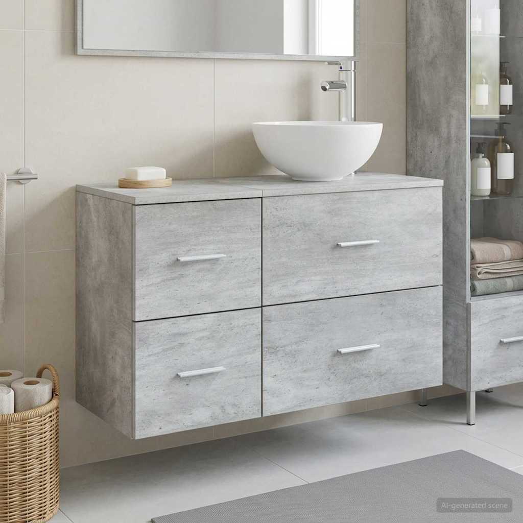 Ensemble de mobilier de salle de bain 2 pc Gris béton