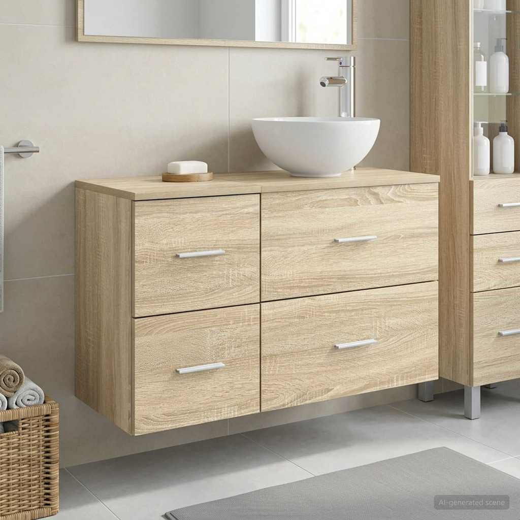 Ensemble de mobilier de salle de bain 2 pc Chêne Sonoma