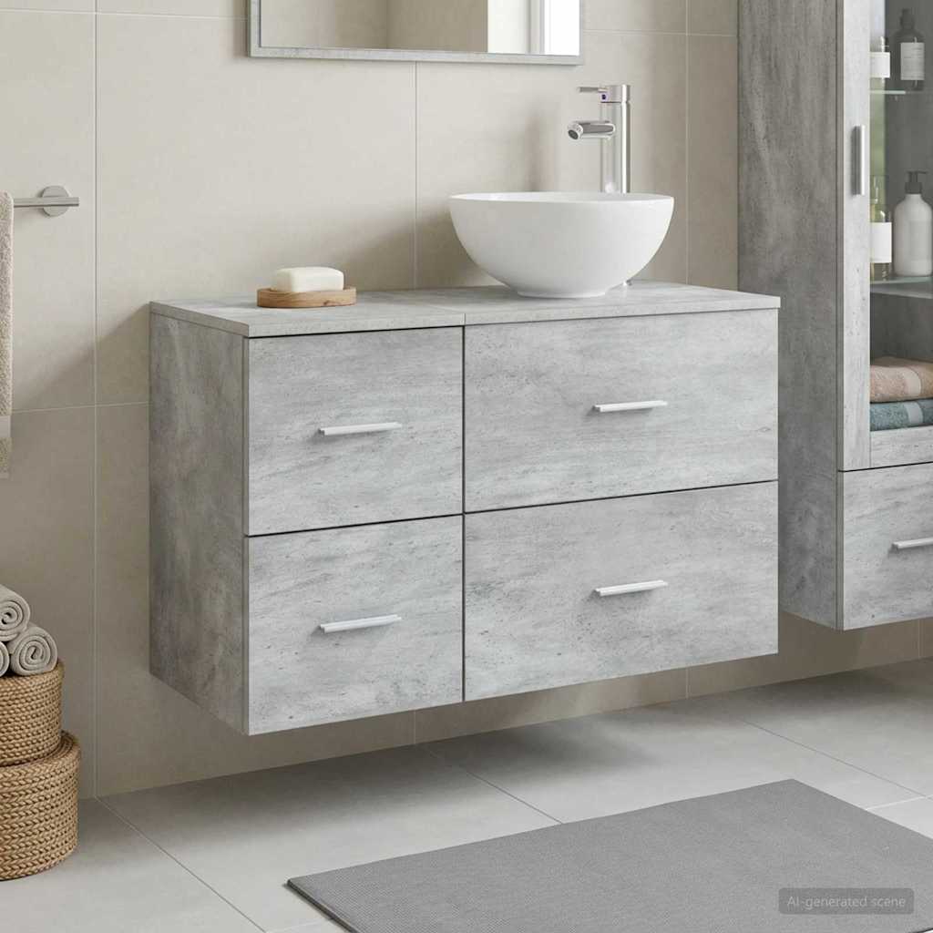Ensemble de mobilier de salle de bain 2 pc Gris béton