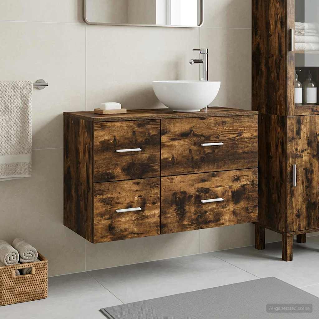 Ensemble de mobilier de salle de bain 2 pc Chêne fumé