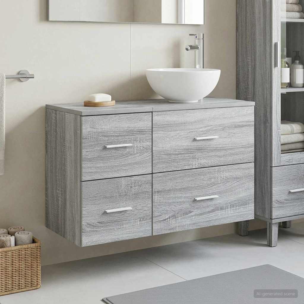 Ensemble de mobilier de salle de bain 2 pc Sonoma gris
