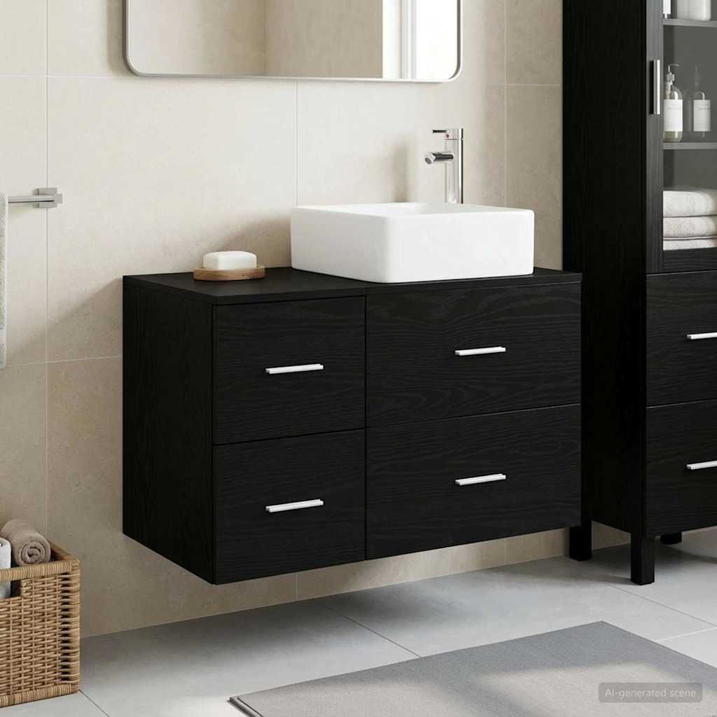 Ensemble de mobilier de salle de bain 2 pc Chêne noir