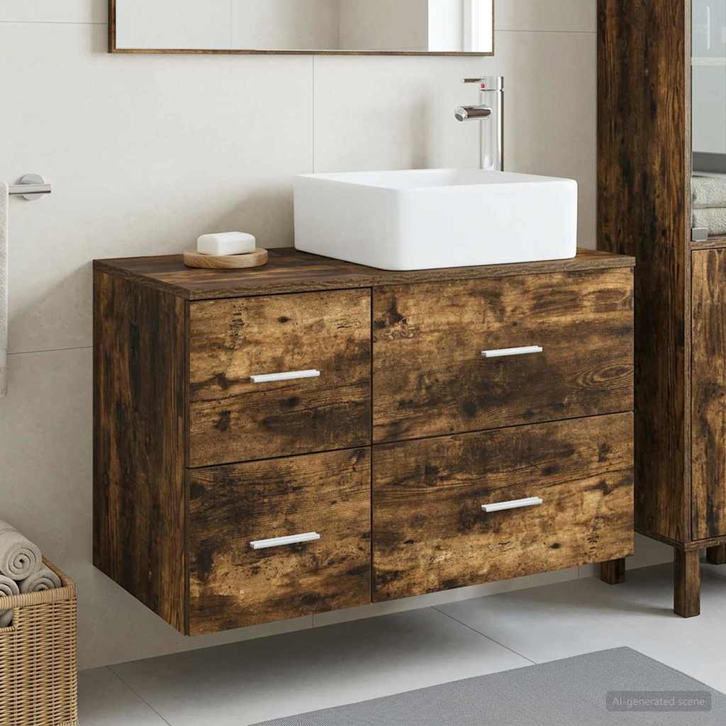 Ensemble de mobilier de salle de bain 2 pc Chêne fumé
