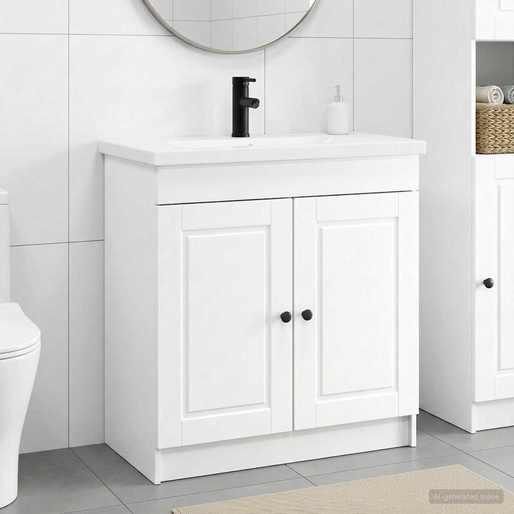Ensemble de mobilier de salle de bain Blanc 56 x 37,5 x 81 cm