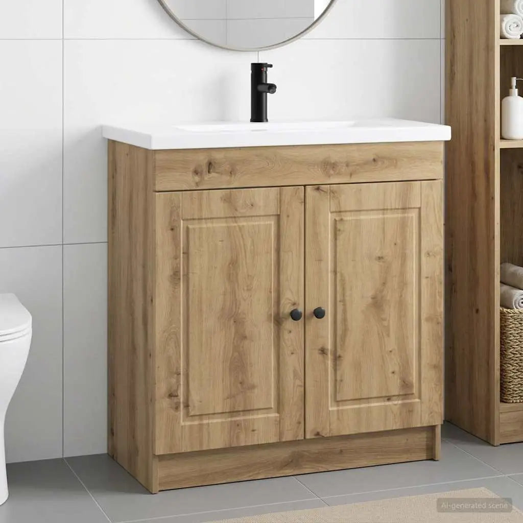 Ensemble de mobilier de salle de bain Chêne artisanal - XIOS