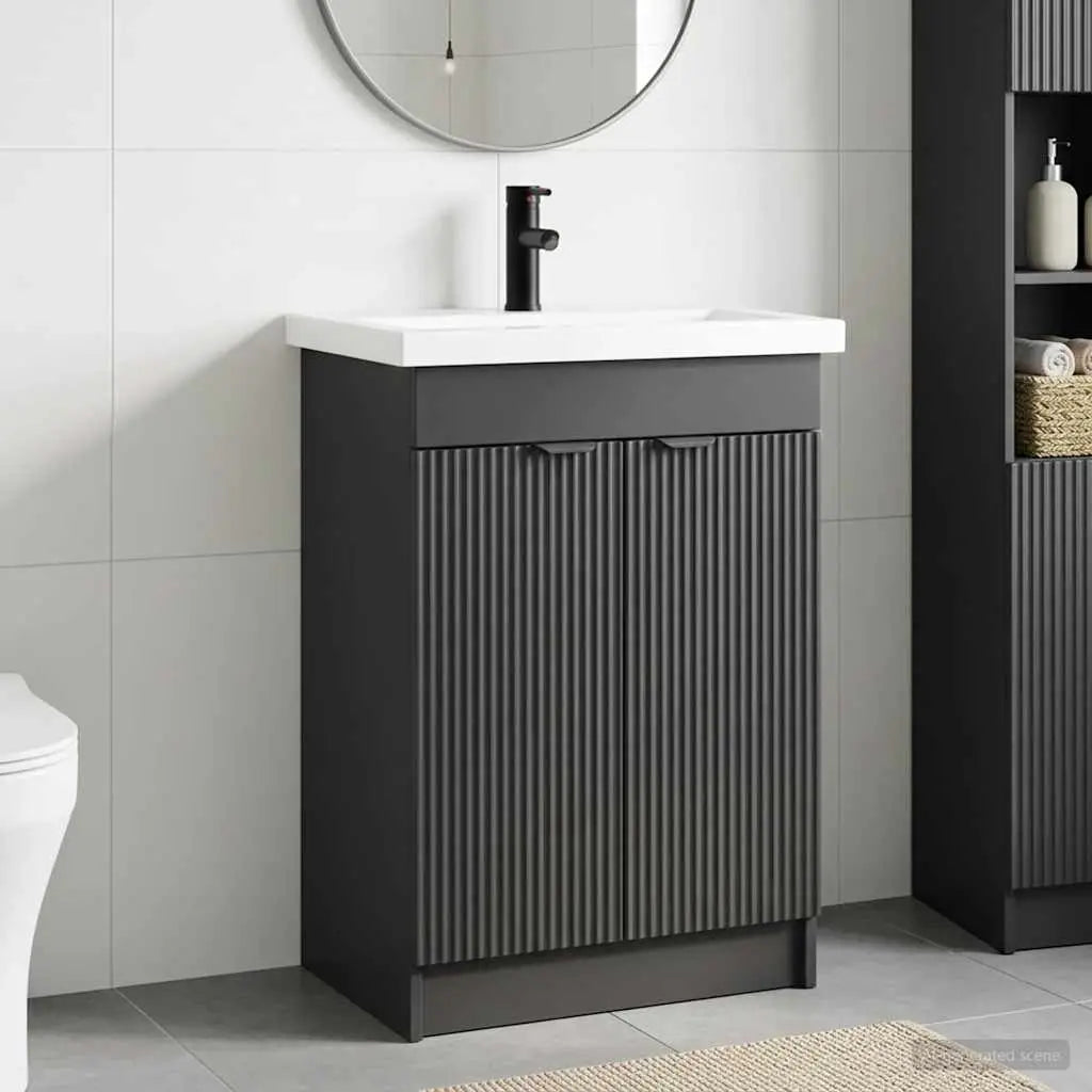 Ensemble de mobilier de salle de bain Noir 56 x 37,5 x 81 cm - XIOS