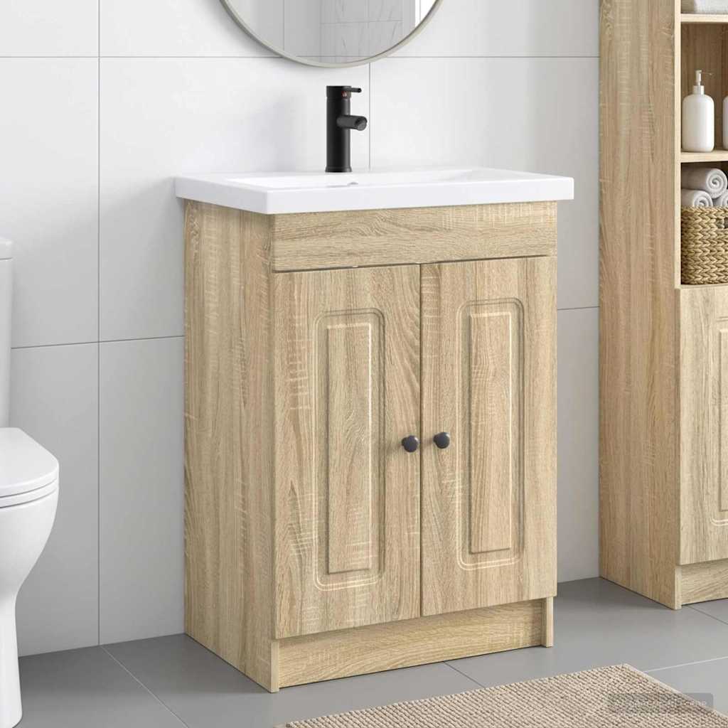 Ensemble de mobilier de salle de bain Chêne Sonoma