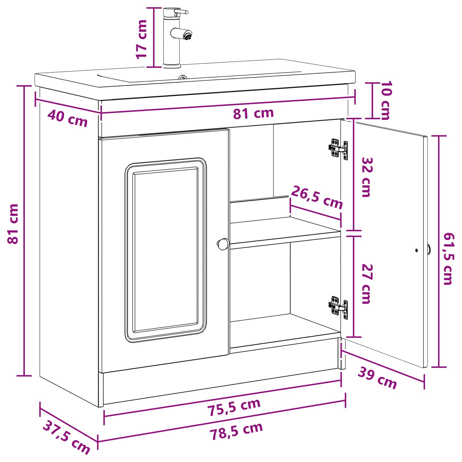 Ensemble de mobilier de salle de bain Gris béton