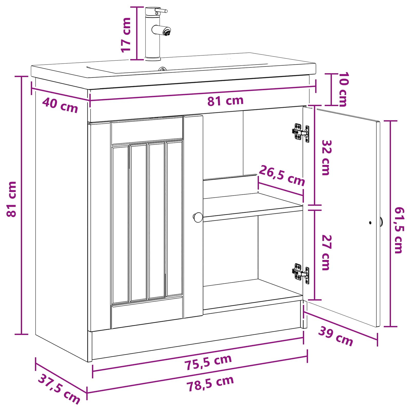 Ensemble de mobilier de salle de bain Sonoma gris