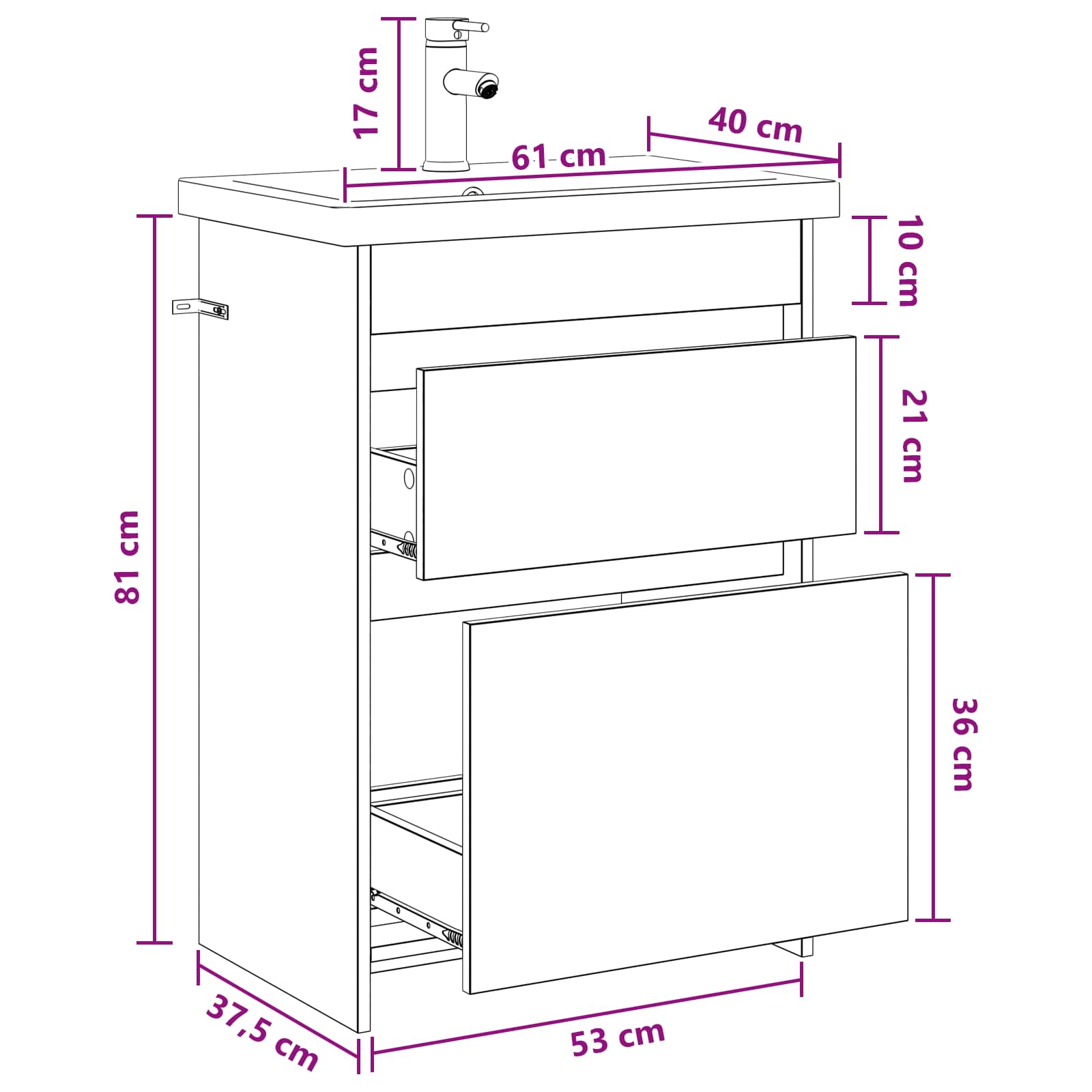 Ensemble de mobilier de salle de bain Chêne noir - XIOS