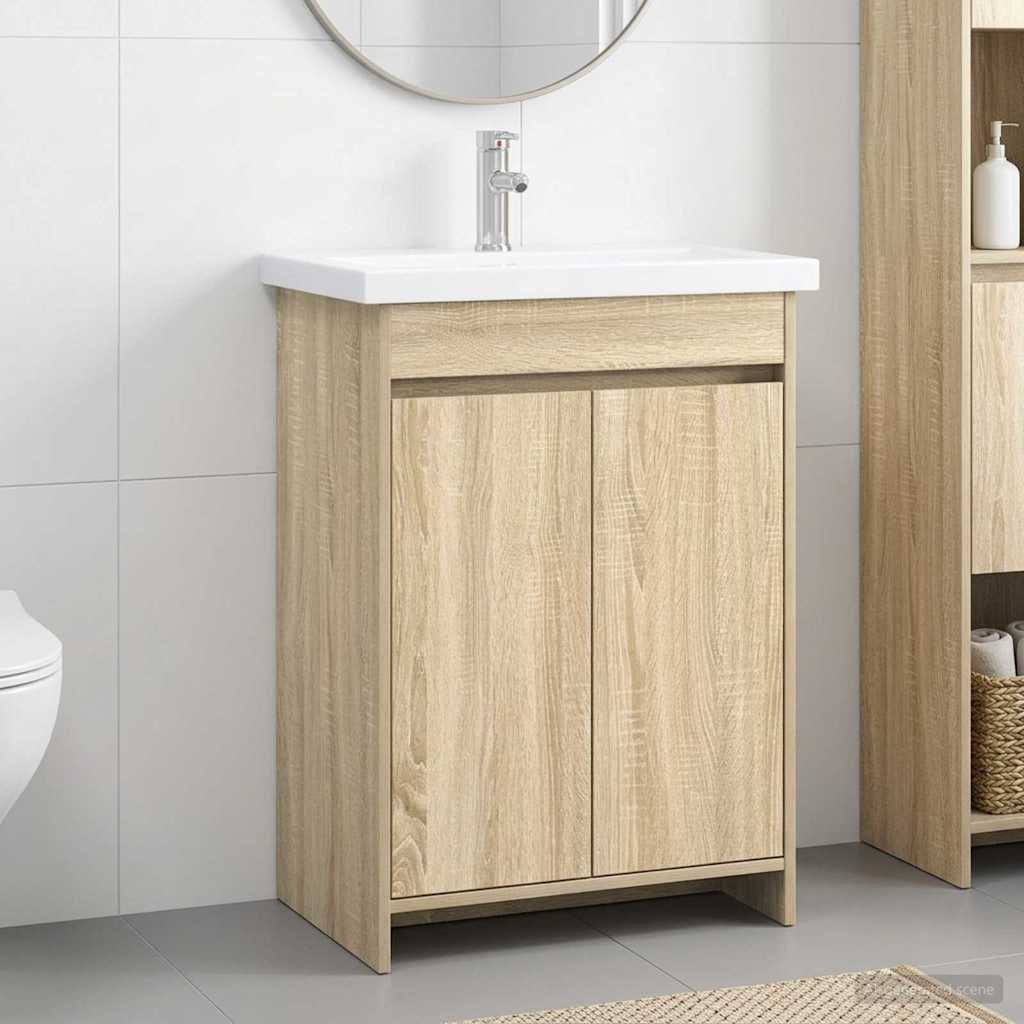 Ensemble de mobilier de salle de bain Chêne Sonoma