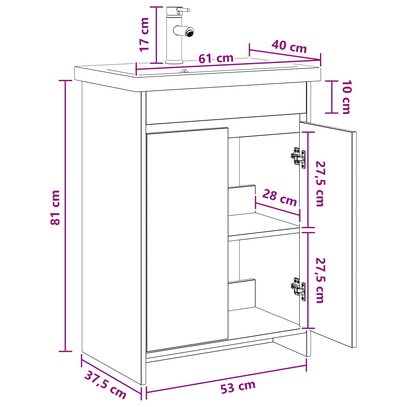 Ensemble de mobilier de salle de bain Sonoma gris