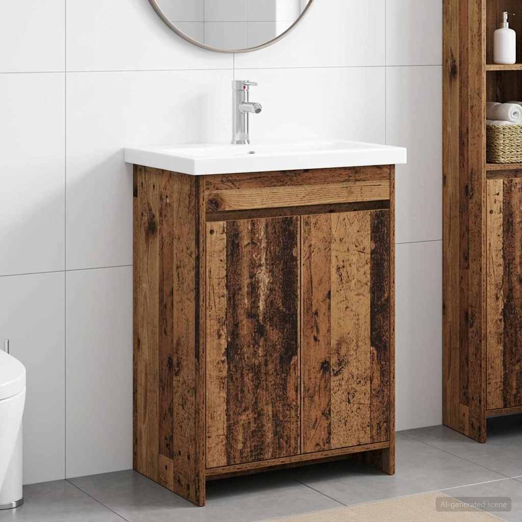 Ensemble de mobilier de salle de bain Bois ancien