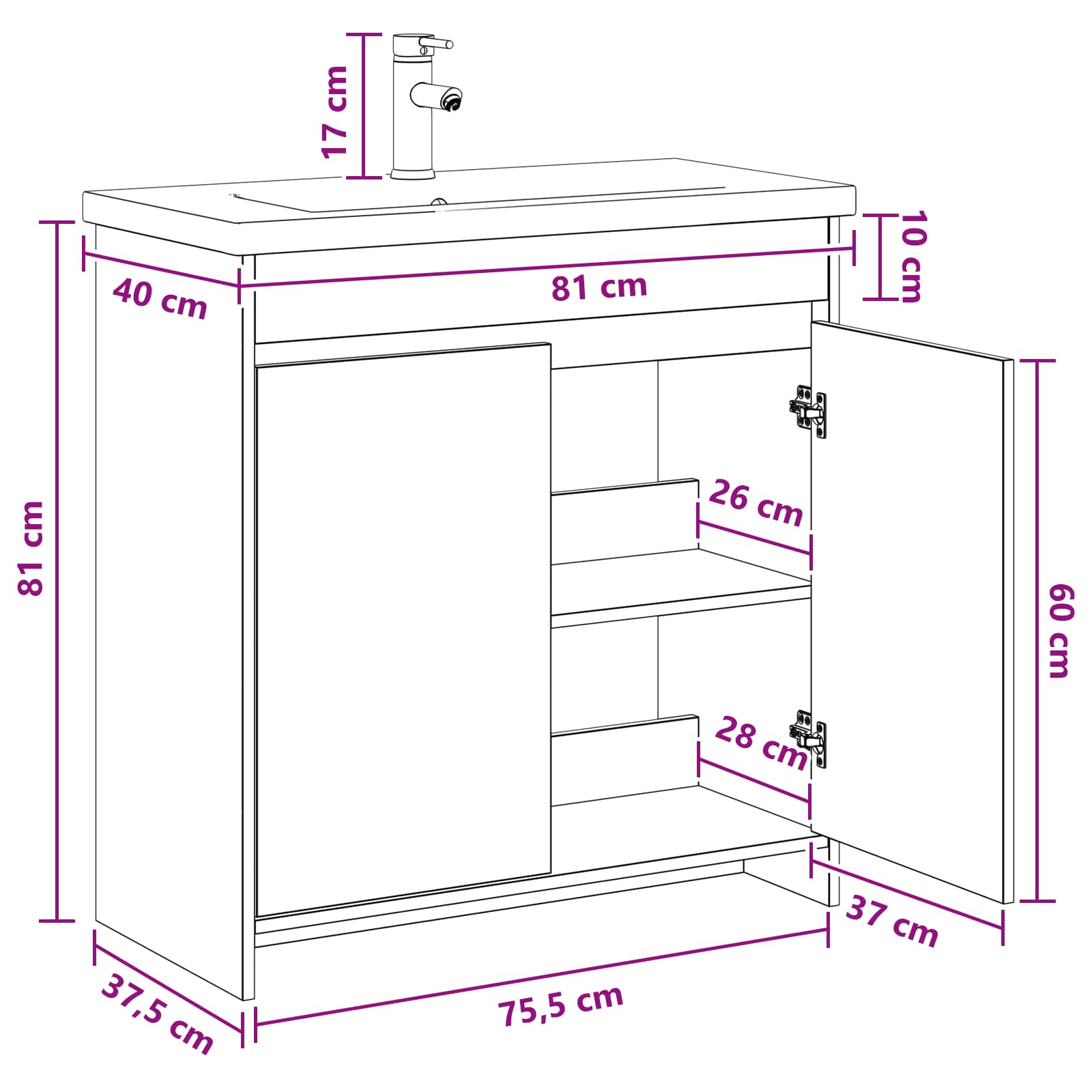 Ensemble de mobilier de salle de bain Blanc 81 x 40 x 84,5 cm - XIOS