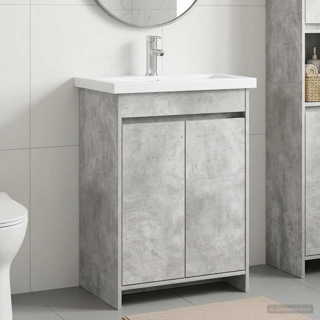 Ensemble de mobilier de salle de bain Gris béton