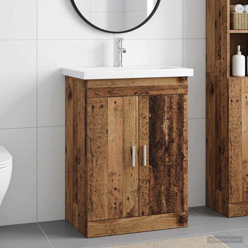 Ensemble de mobilier de salle de bain Bois ancien