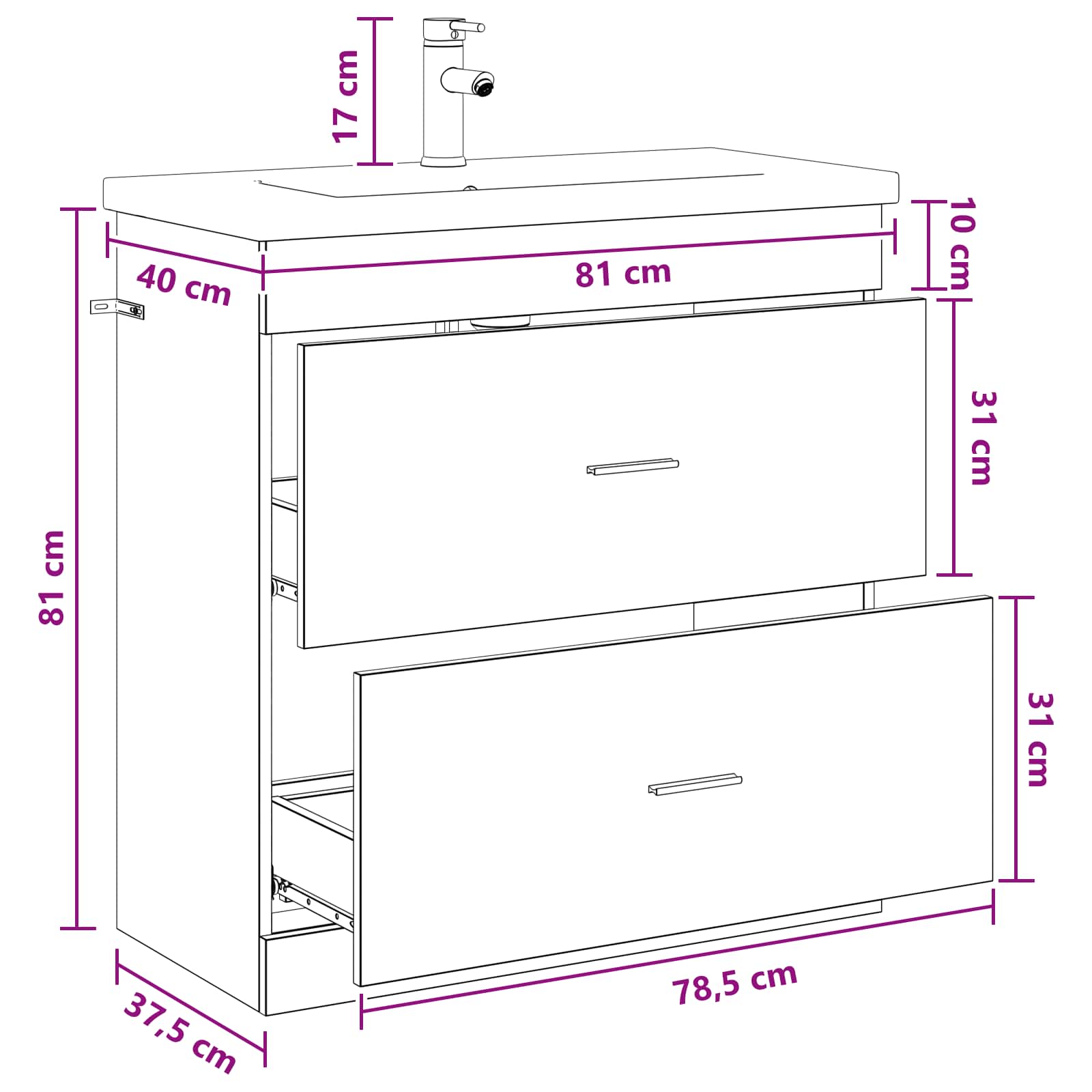 Ensemble de mobilier de salle de bain Blanc 81 x 40 x 84,5 cm
