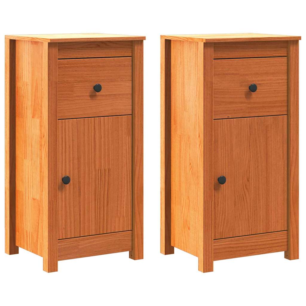 Buffet avec tiroir 2 pcs Brun cire 39 x 34,5 x 80 cm Pin massif - XIOS