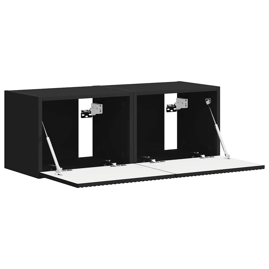 Meuble TV mural 2 pcs Noir 39 x 31 x 29,5 cm Bois d'ingénierie - XIOS