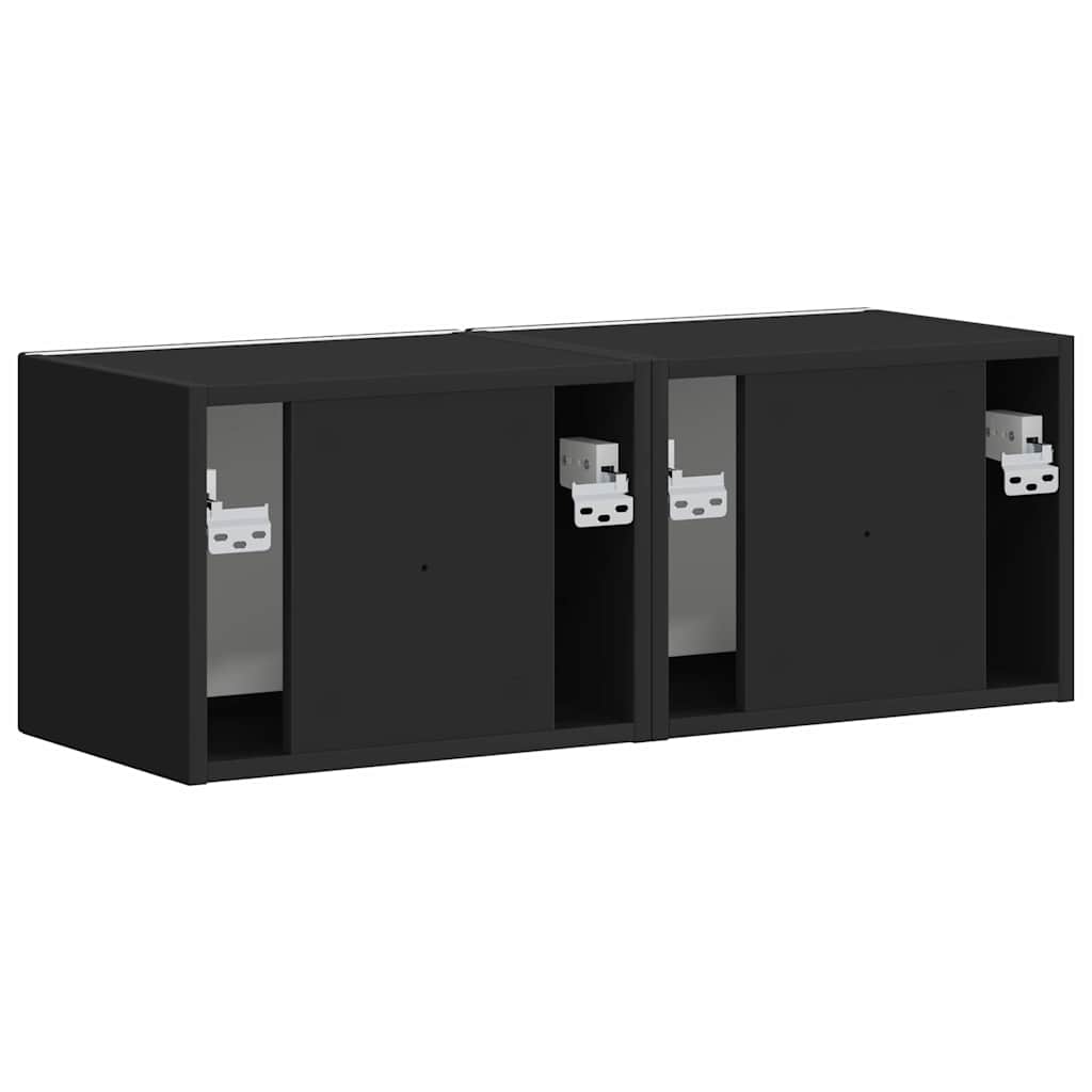 Meuble TV mural 2 pcs Noir 39 x 31 x 29,5 cm Bois d'ingénierie - XIOS