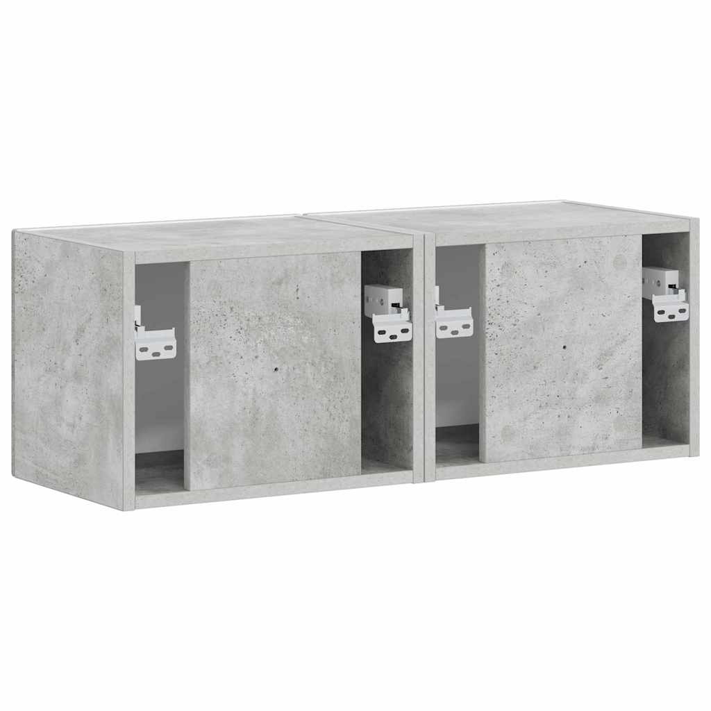 Meuble TV mural 2 pcs Béton 39 x 31 x 29,5 cm Bois d'ingénierie - XIOS