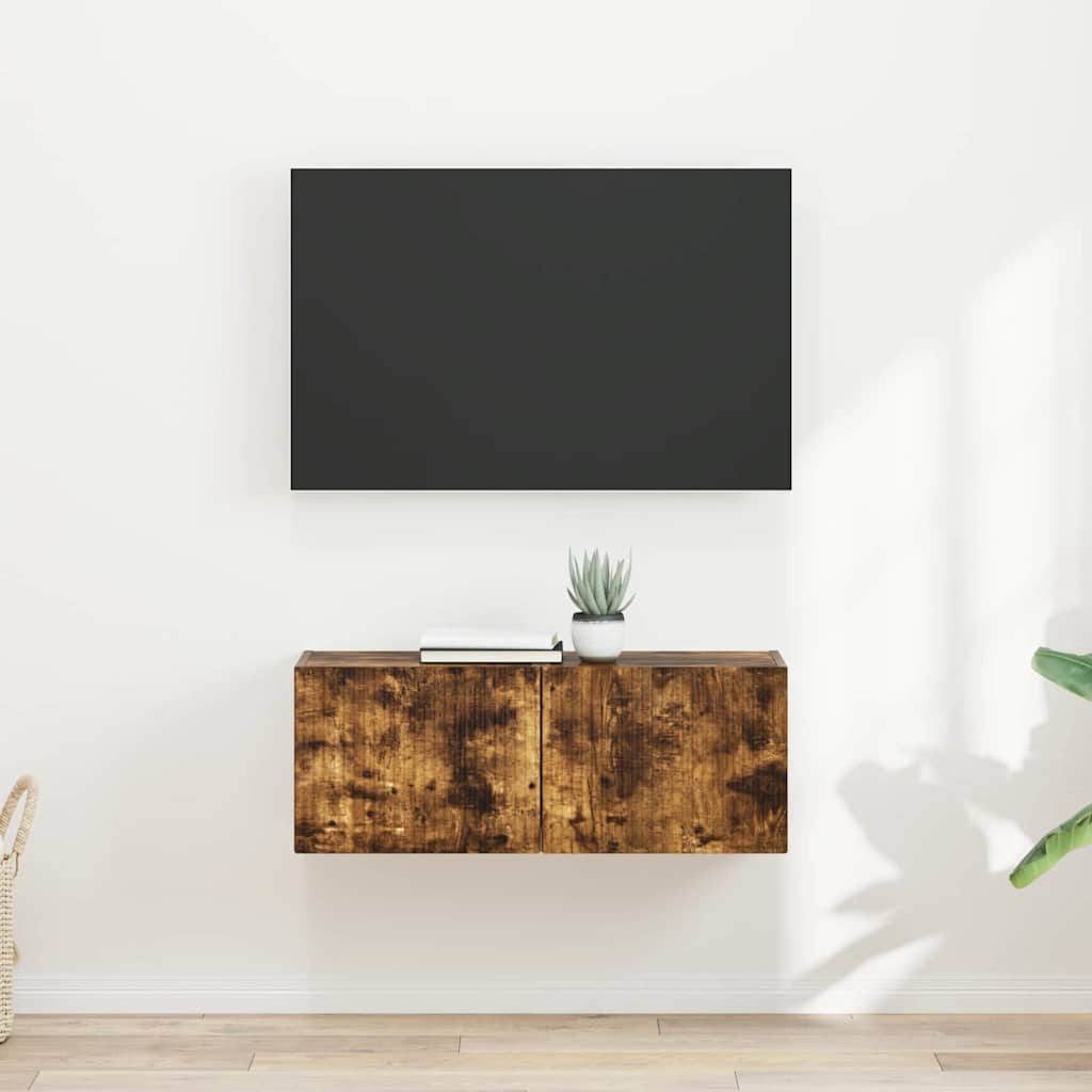 Meuble TV mural 2 pcs Chêne fumé 39 x 31 x 29,5 cm - XIOS