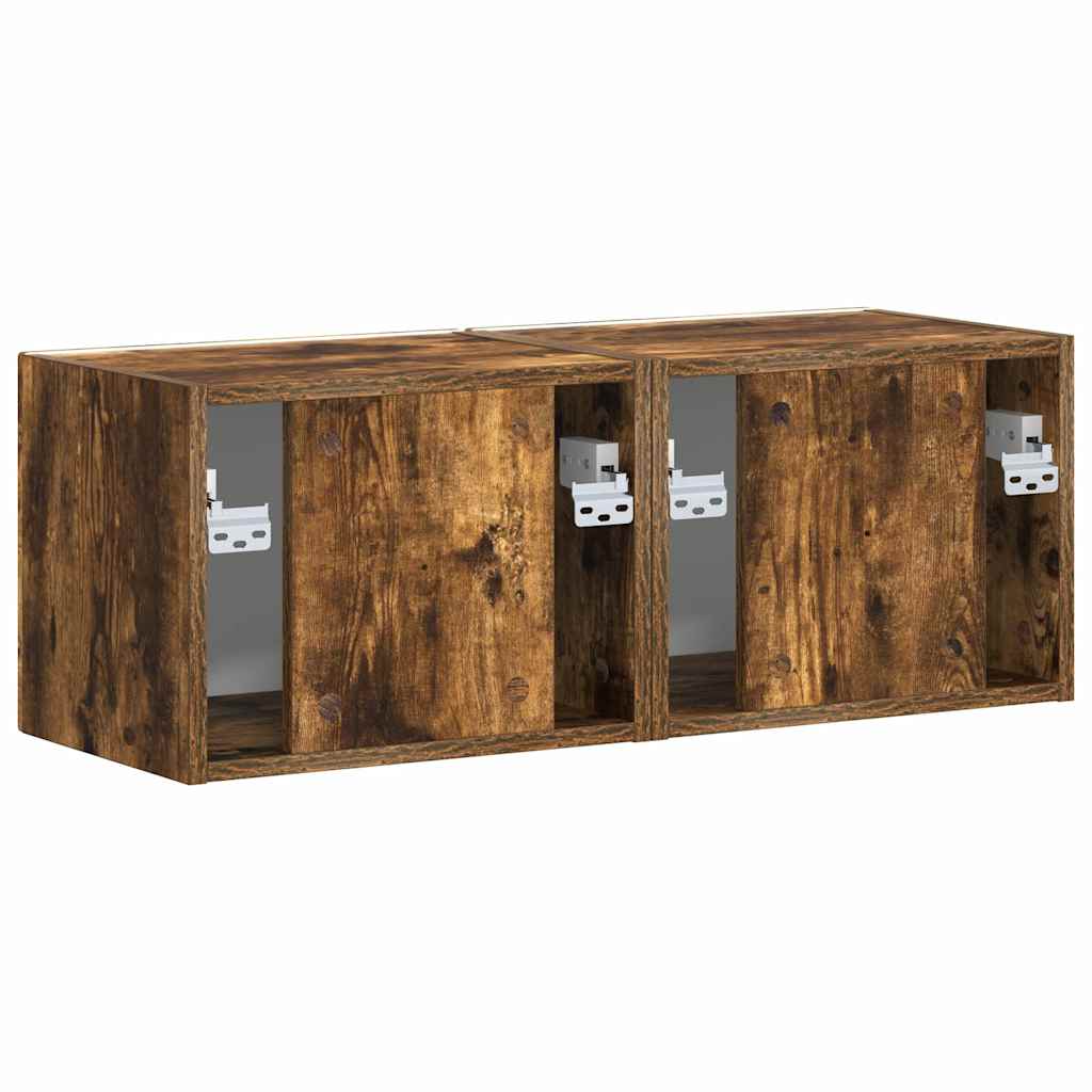 Meuble TV mural 2 pcs Chêne fumé 39 x 31 x 29,5 cm - XIOS