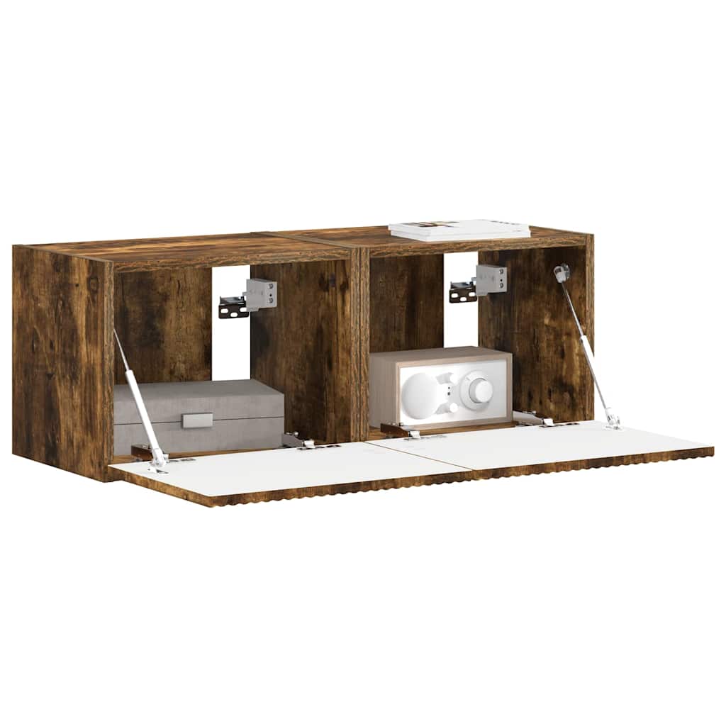Meuble TV mural 2 pcs Chêne fumé 39 x 31 x 29,5 cm - XIOS