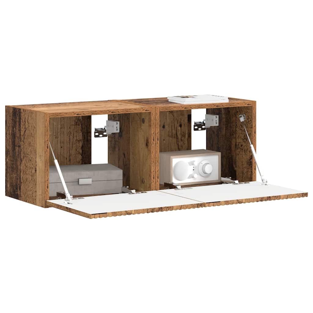 Meuble TV mural 2 pcs Bois Ancien 39 x 31 x 29,5 cm - XIOS