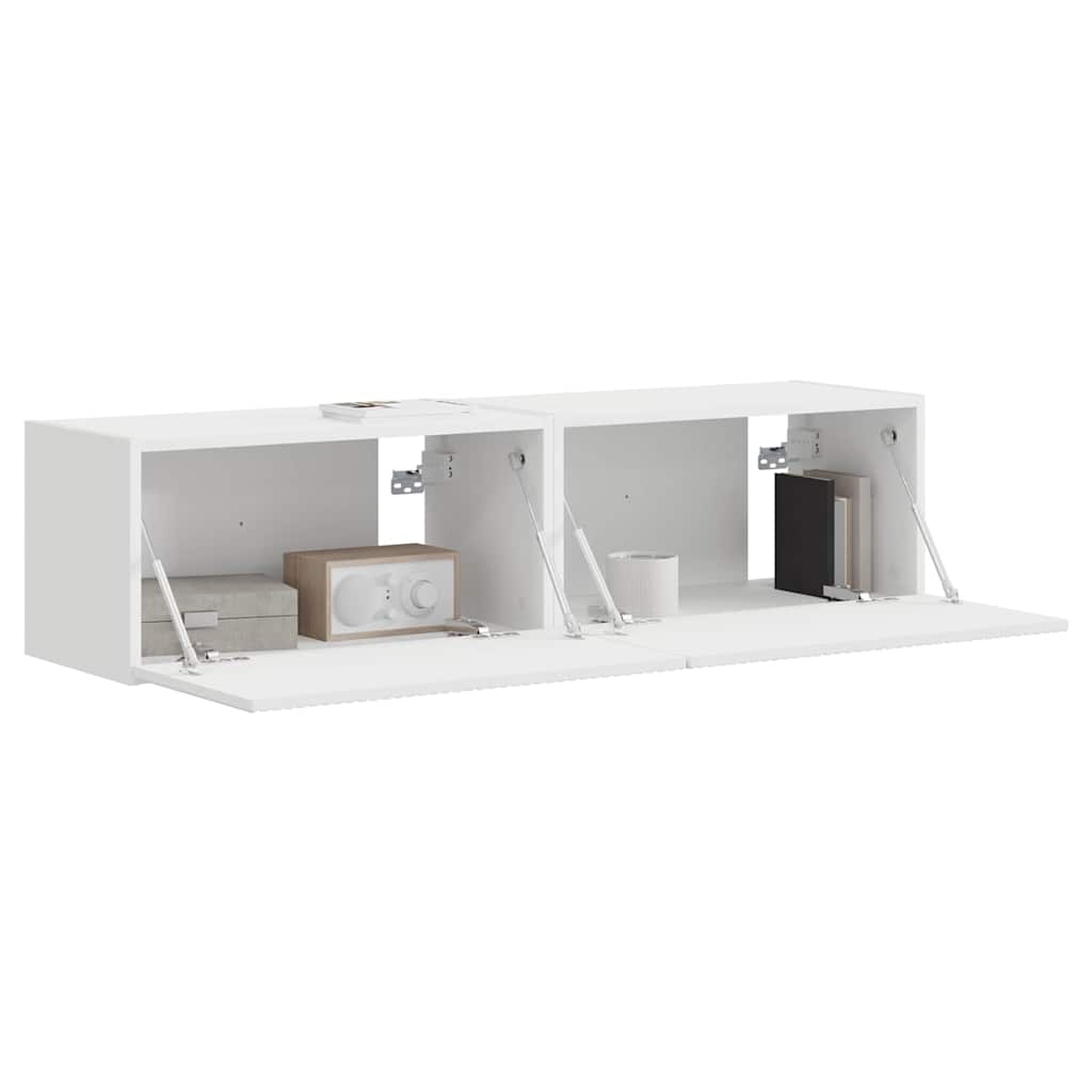 Meuble TV mural 2 pcs Blanc 60 x 31 x 29,5 cm Bois d'ingénierie - XIOS