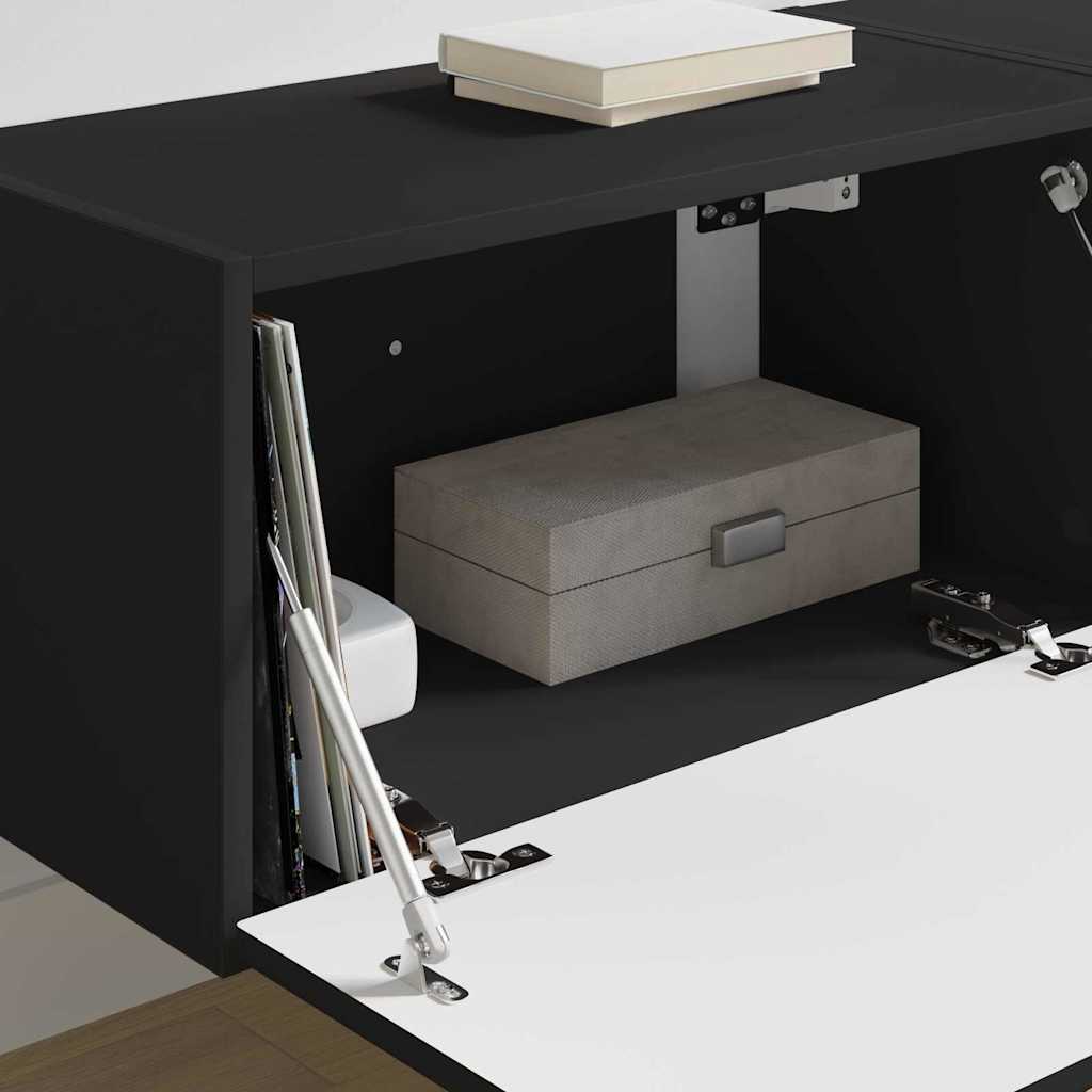 Meuble TV mural 2 pcs Noir 60 x 31 x 29,5 cm Bois d'ingénierie - XIOS