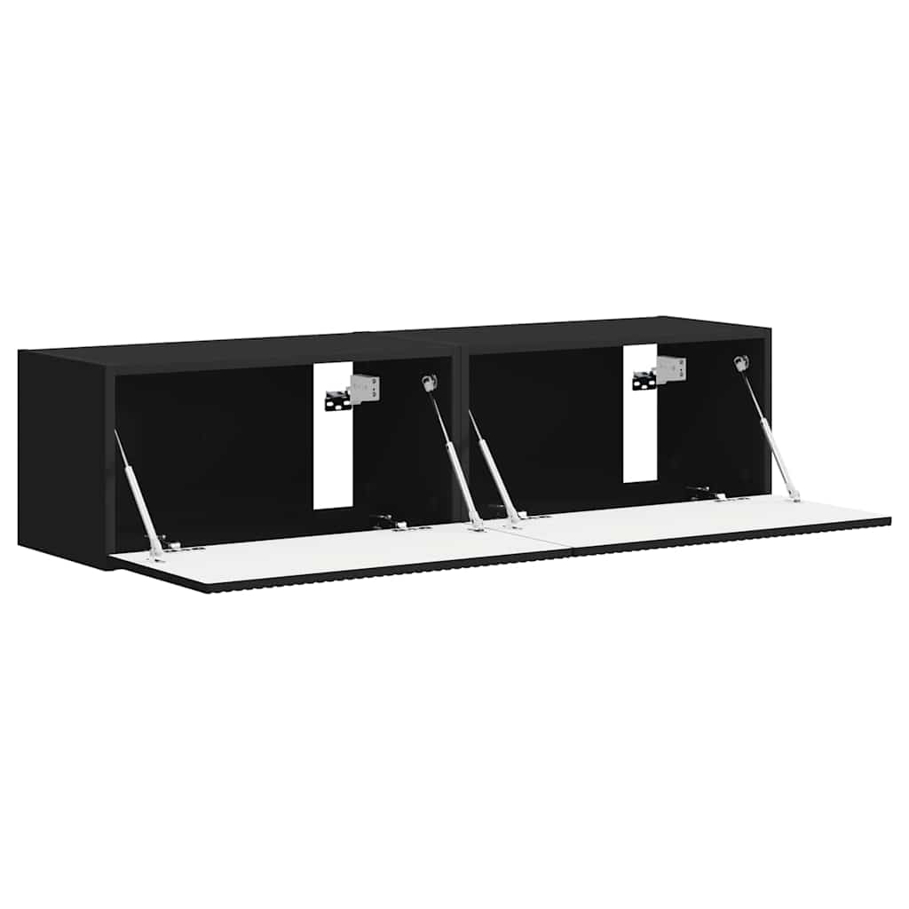 Meuble TV mural 2 pcs Noir 60 x 31 x 29,5 cm Bois d'ingénierie - XIOS