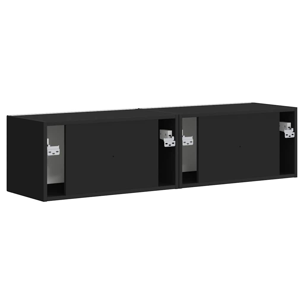Meuble TV mural 2 pcs Noir 60 x 31 x 29,5 cm Bois d'ingénierie - XIOS