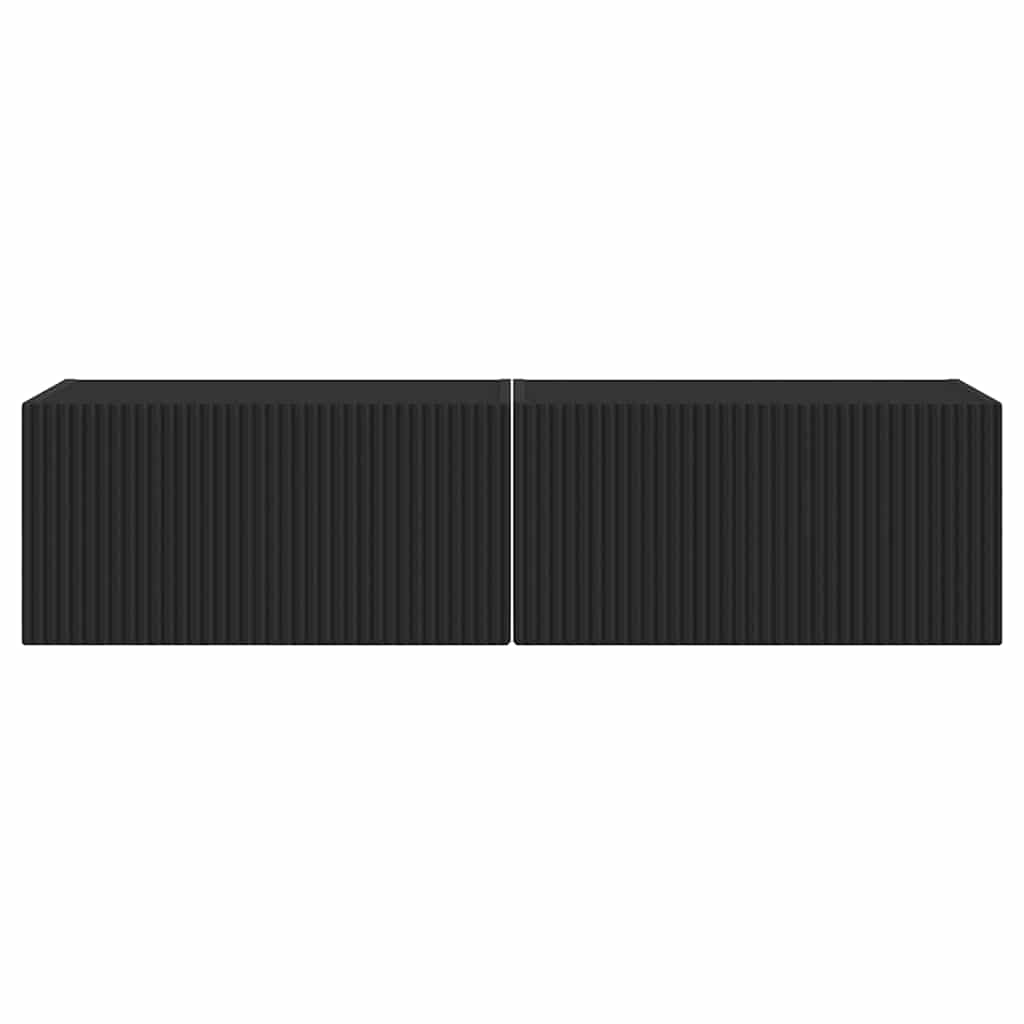 Meuble TV mural 2 pcs Noir 60 x 31 x 29,5 cm Bois d'ingénierie - XIOS