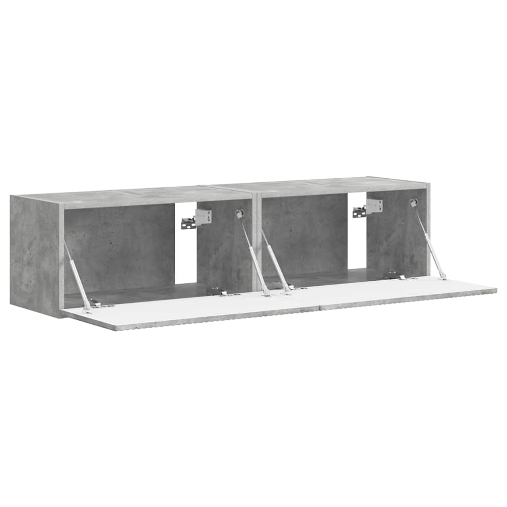 Meuble TV mural 2 pcs Béton 60 x 31 x 29,5 cm Bois d'ingénierie - XIOS