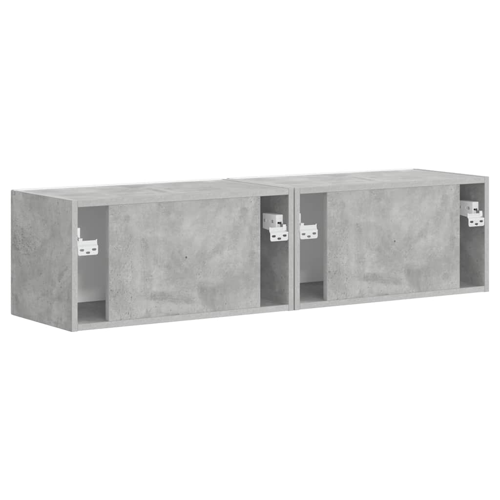 Meuble TV mural 2 pcs Béton 60 x 31 x 29,5 cm Bois d'ingénierie - XIOS