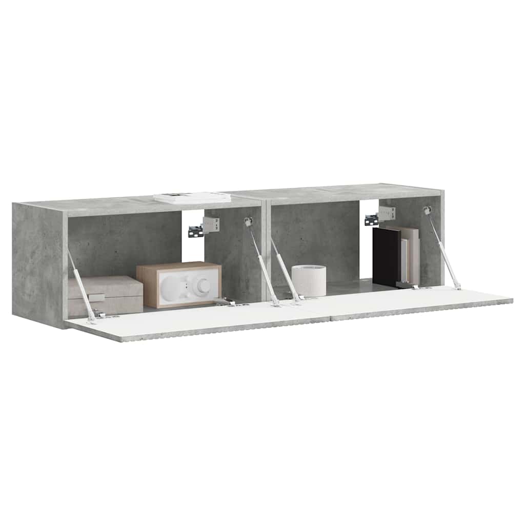 Meuble TV mural 2 pcs Béton 60 x 31 x 29,5 cm Bois d'ingénierie - XIOS