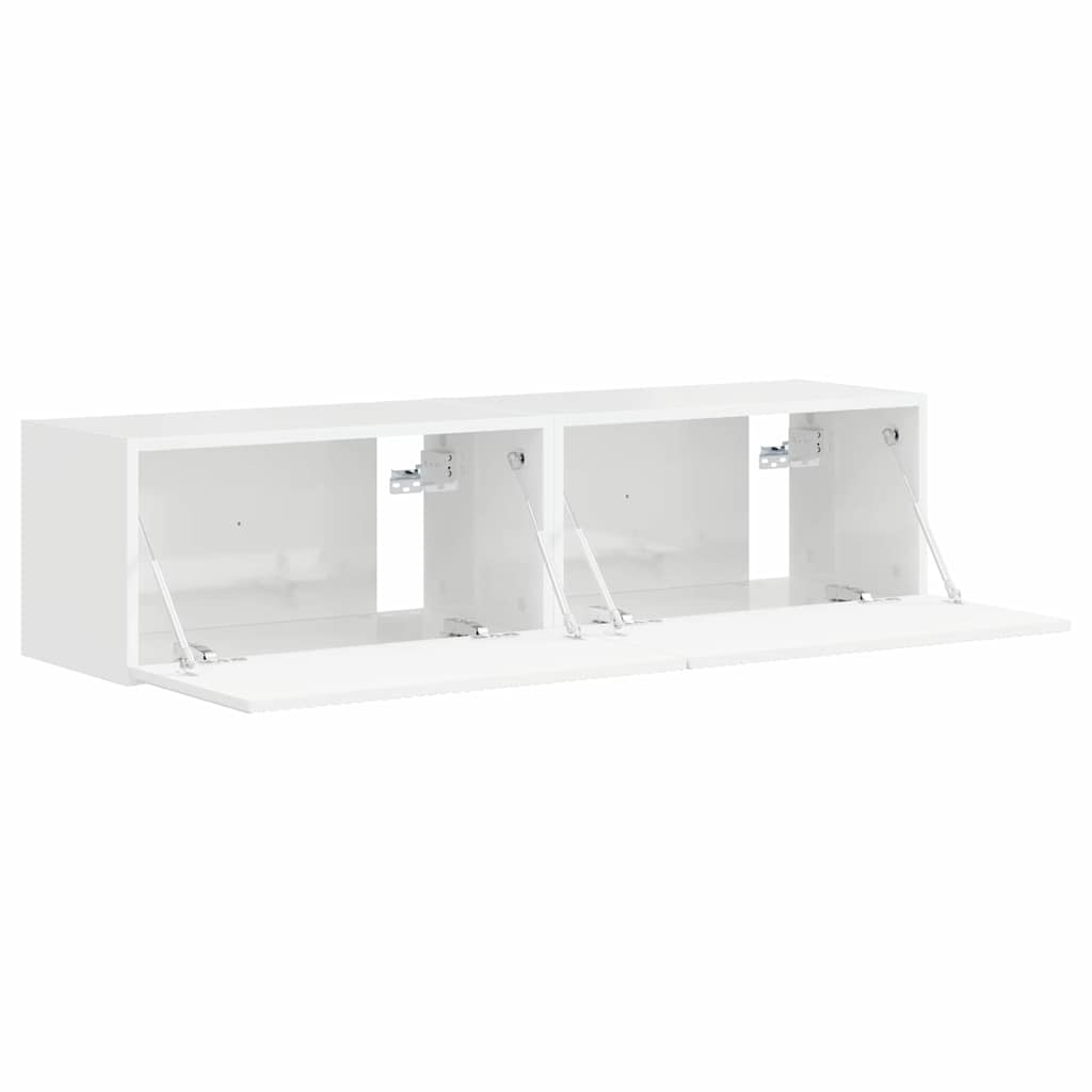 Meuble TV mural 2 pcs Blanc Brillant 60 x 31 x 29,5 cm - XIOS