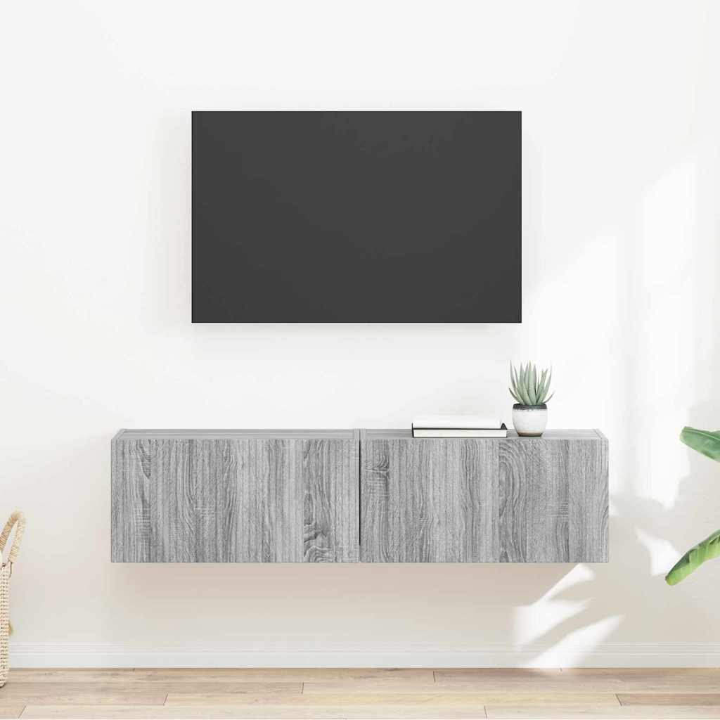 Meuble TV mural 2 pcs Gris Sonoma 60 x 31 x 29,5 cm - XIOS