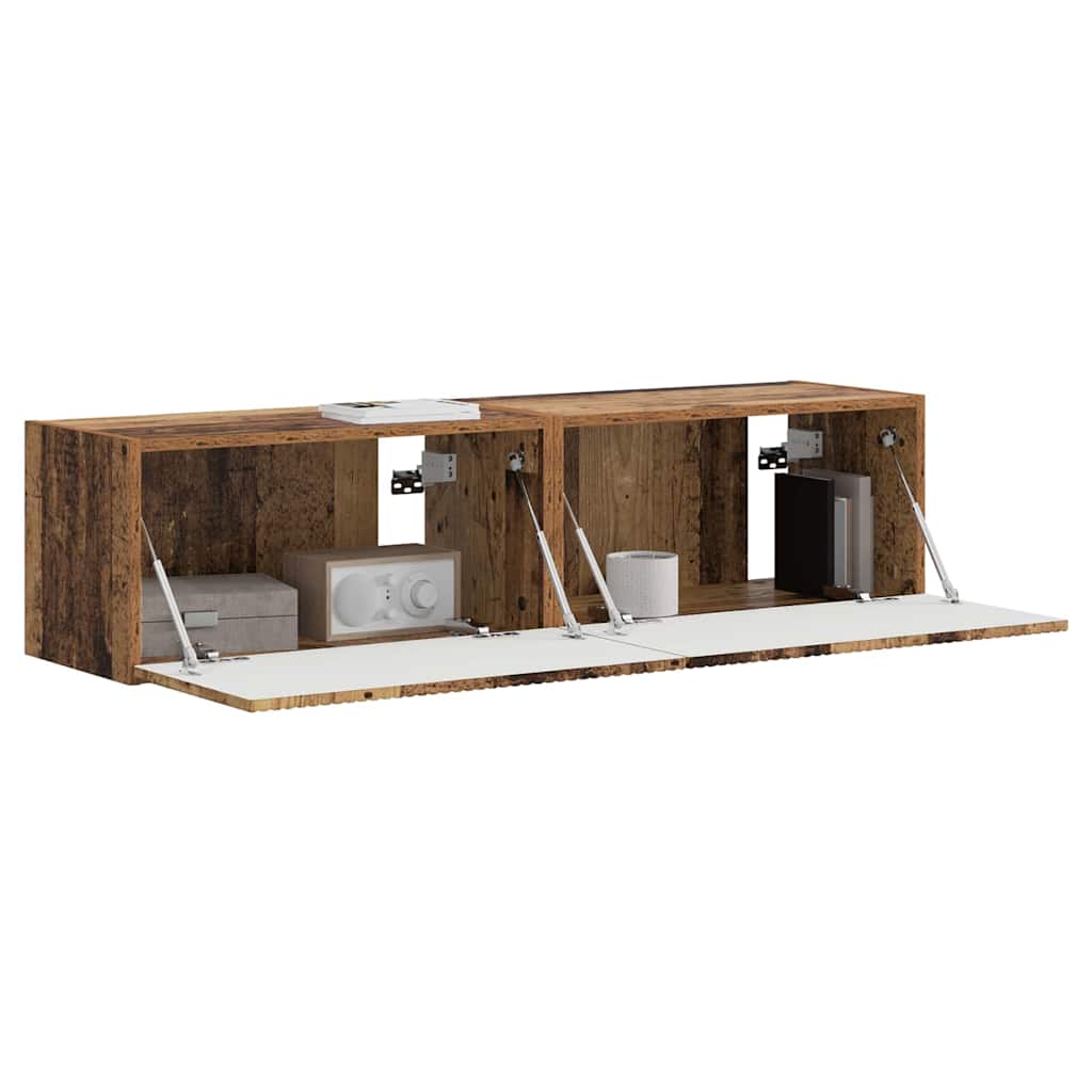 Meuble TV mural 2 pcs Bois Ancien 60 x 31 x 29,5 cm - XIOS