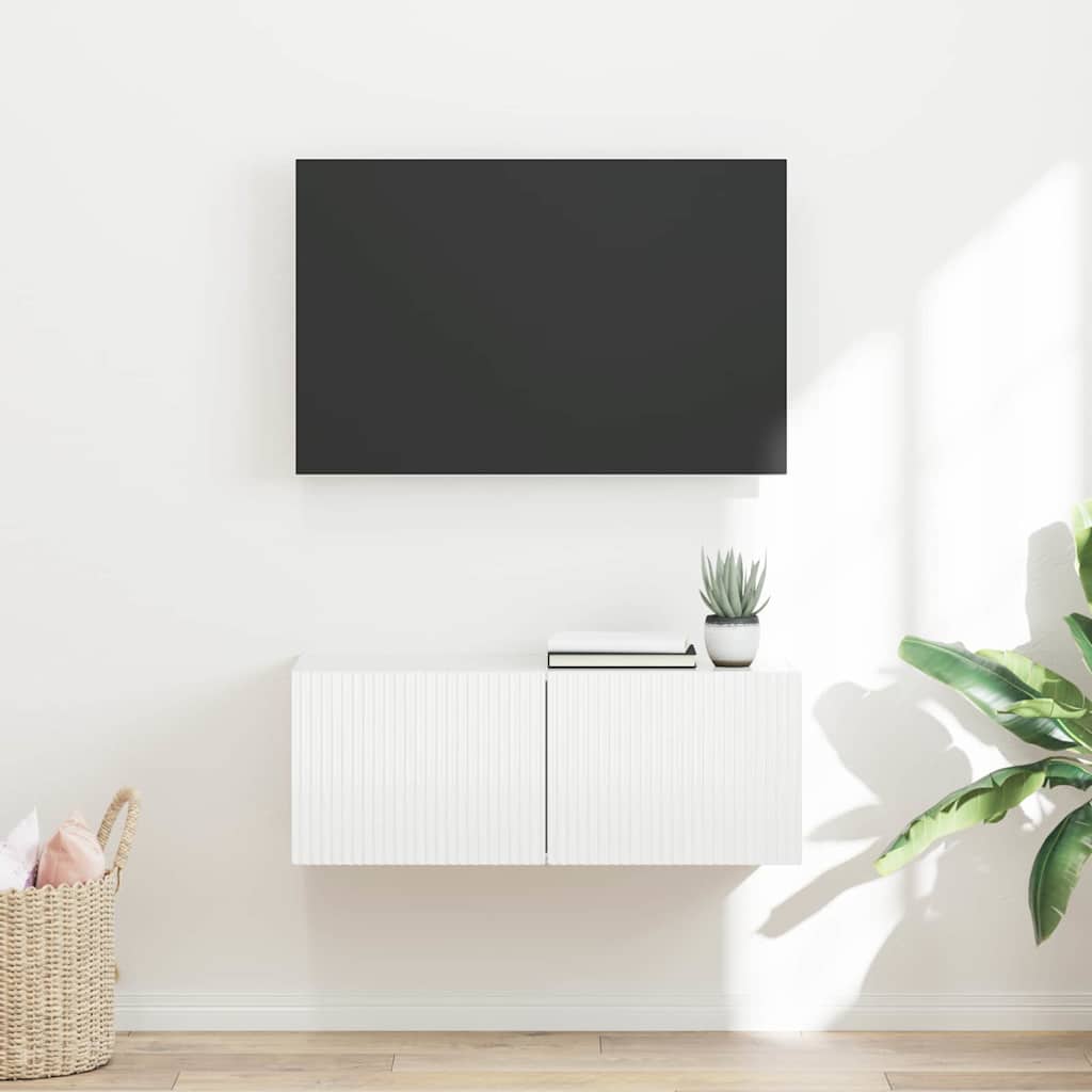 Meuble TV mural Blanc 78,5 x 31 x 29,5 cm Bois d'ingénierie - XIOS