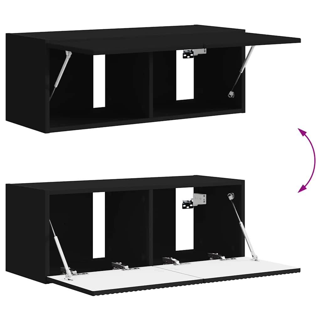 Meuble TV mural Noir 78,5 x 31 x 29,5 cm Bois d'ingénierie